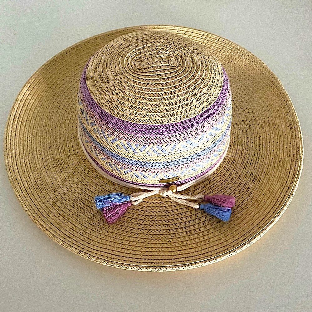 Girls Natural Wide Brim Straw Hat - Simone